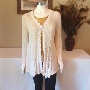 Sz M Lace Inset Long Asymmetrical Cardigan by Ryu